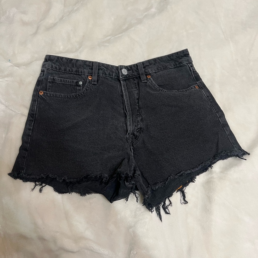 Black denim shorts